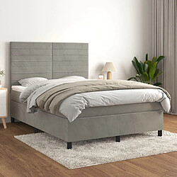 vidaXL Sommier à lattes de lit et matelas Gris clair 140x190cm Velours 