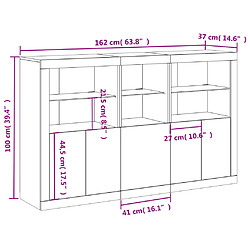 vidaXL Buffet avec lumières LED noir 162x37x100 cm pas cher