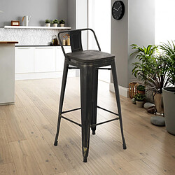 Ahd Amazing Home Design Tabouret design industriel métal bois vintage style tolix Brush Top, Couleur: Wenge