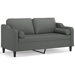 Maison Chic Canapé 2 places avec oreillers,Sofa de Salon,Canapé droit gris foncé 140 cm tissu -GKD782406