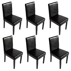 Decoshop26 Lot de 6 chaises de salle à manger synthétique noir pieds foncés CDS04246