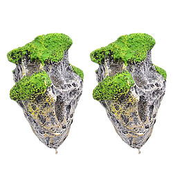 Rocher flottant 2pcs Aquarium Rocher Flottant Suspendu Pierre Artificielle Décoration Ornement Réservoir de Poisson - S