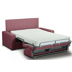 Inside 75 Canapé lit NORMANDIE CanapExpress lattes matelas mémory 22cm tête de lit intégrée tweed rouge