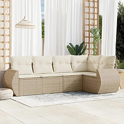 vidaXL Salon de jardin avec coussins 5 pcs beige résine tressée 