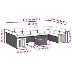 Avis vidaXL Salon de jardin 11 pcs avec coussins beige résine tressée