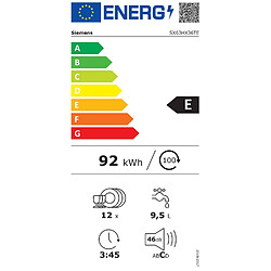 Lave-vaisselle 60cm 12 couverts 46db tout intégrable - sx63hx36te - SIEMENS