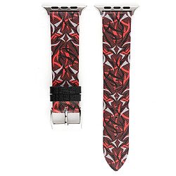 Wewoo Thorns Printing Bracelet de montre en cuir véritable pour Apple Watch séries 5 et 4 40 mm / 3 et 2 et 1 38 mm rouge pas cher