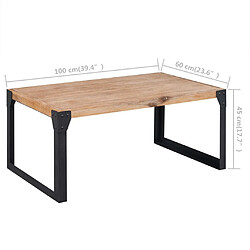 vidaXL Table basse bois d'acacia massif 100x60x45 cm pas cher