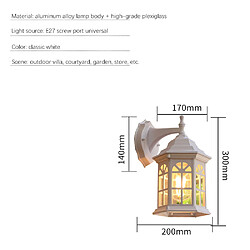 Acheter Universal Applique murale pour balcon de jardin, E27 sans ampoule, étanche pour terrasse extérieure, rétro pour couloir extérieur, blanc(blanche)