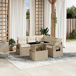 vidaXL Salon de jardin avec coussins 6 pcs beige résine tressée 