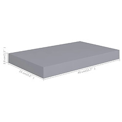 vidaXL Étagères murales flottantes 2 pcs Gris 40x23x3,8 cm MDF pas cher