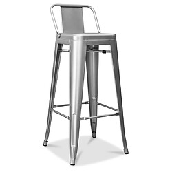 ICONIK INTERIOR Tabouret de bar avec dossier - Design industriel - 76cm - Nouvelle édition - Stylix Acier 