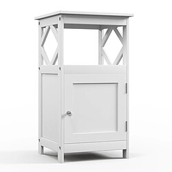 Helloshop26 Armoire de rangement étroite à porte unique et compartiment ouvert kit anti-renversement organisateur de rangement autoportant de salon blanc 20_0004998