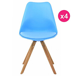 Lot de 4 Chaises Bleue Piétement Chêne KosyForm