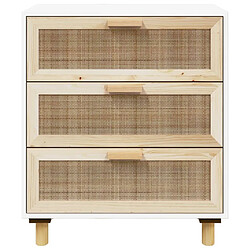 Maison Chic Buffet,Meuble de Rangement,commode pour salon,Cuisine Blanc 60x30x70 cm Bois de pin massif et rotin naturel -MN44927 pas cher