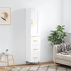 Maison Chic Buffet,Meuble de Rangement,commode pour salon,Cuisine Blanc brillant 34,5x34x180 cm Bois d'ingénierie -MN27284