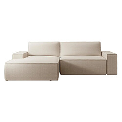 Avis Vente-Unique Canapé d'angle gauche convertible en tissu texturé beige AMELIA