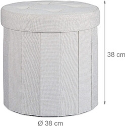 Helloshop26 Tabouret avec rangement pouf rond pliant pliable rembourré couvercle repose-pieds crème 13_0002759 