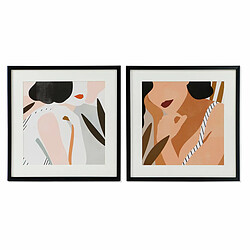 Cadre DKD Home Decor Femme Verre Toile (2 pcs) (60 x 3 x 60 cm) 