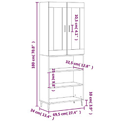 vidaXL Buffet haut Gris béton 69,5x34x180 cm Bois d'ingénierie pas cher