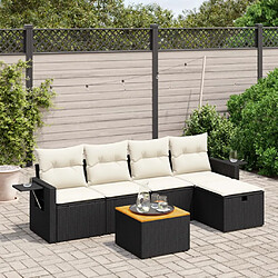 vidaXL Salon de jardin 6 pcs avec coussins noir résine tressée