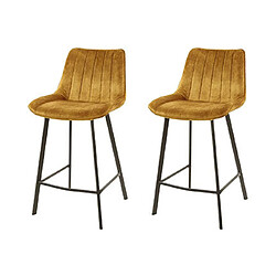 Mes Lot de 2 chaises de bar 50x54x96 cm en velours doré - LANZ 