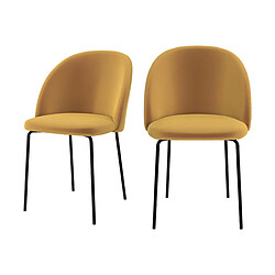 Rendez Vous Deco Chaise Karl en velours jaune moutarde (lot de 2) 