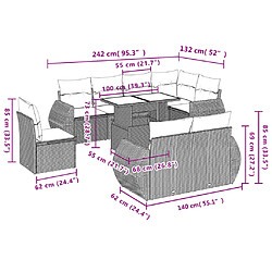 vidaXL Salon de jardin avec coussins 9 pcs beige résine tressée pas cher