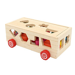 Classique de Développement Jouet En Bois Blocs, 16 Formes Trieuse, Filles et Boysfor 1, 2, 3 Ans Enfants, Pull-Long Bus de Tri Correspondant Blocs