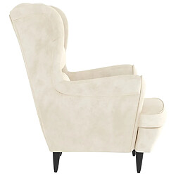 Acheter Maison Chic Fauteuil relax,Chaise pour salon blanc crème velours -MN15252