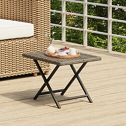 vidaXL Table pliable gris 45x35x32 cm résine tressée