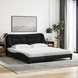 Avis Vidaxl Lit avec matelas noir 180x200 cm tissu