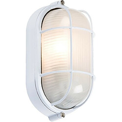 KNIGHTSBRIDGE Cloison ovale blanche avec grille de protection et diffuseur en verre, 230V IP54 60W