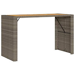 vidaXL Table de bar de jardin et dessus en bois acacia résine tressée