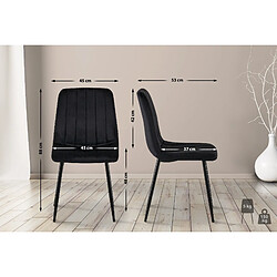 Decoshop26 Lot de 4 chaises de salle à manger coutures décoratives vertical en tissu noir et métal noir 10_0001863