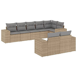 vidaXL Salon de jardin avec coussins 8 pcs beige résine tressée