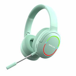 Casque Bluetooth Monté Sur La Tête Hifi Sound Subwoofer Casque De Jeu Sans Fil Avec Éclairage Rvb Vert