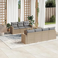 vidaXL Salon de jardin avec coussins 8 pcs beige résine tressée 