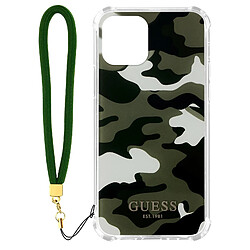 Guess Maroquinerie Coque iPhone 12 et 12 Pro avec Dragonne Motif Camouflage Guess vert