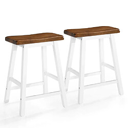 Helloshop26 Lot de deux tabourets de bar design chaise siège bois massif 1202055