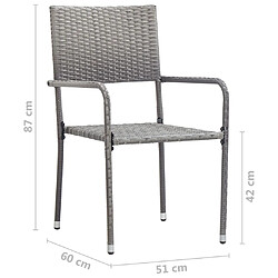 vidaXL Chaise à dîner de jardin empilable lot de 6 gris résine tressée pas cher