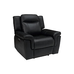 Avis Vente-Unique Fauteuil relax électrique en cuir KENNETH - Noir