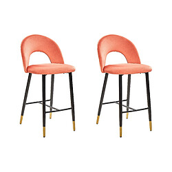 Beliani Tabouret de bar Set de 2 Velours Corail FALTON 