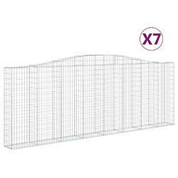 vidaXL Paniers à gabions arqués 7 pcs 400x30x140/160 cm Fer galvanisé