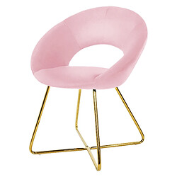 ML-Design Chaise de salle à manger en velours avec dossier rond rose pieds en métal doré 