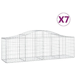 vidaXL Paniers à gabions arqués 7 pcs 200x50x60/80 cm Fer galvanisé