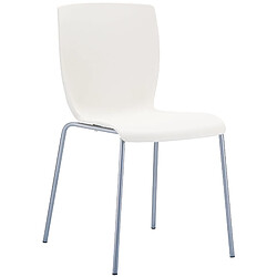 Decoshop26 Chaise de cuisine ou véranda empilable pour intérieur ou extérieur assise en plastique crème cadre en aluminium 10_0003024 