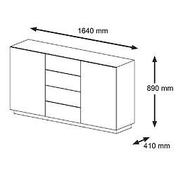 FURNLUX Commode AURA 164x41x89 Crème & Noir pas cher