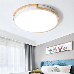 Universal Lampe de plafond 53 cm macaron led 36w salle d'étude led rond caoutchouc naturel bois plafond lampe de jour. Dimming en continu + télécommande, blanc