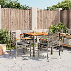 Maison Chic Ensemble à manger d'extérieur 5 pcs avec coussins,Salon de jardin gris résine tressée -GKD702233